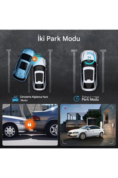 4K WiFi Çift Lensli 1080P GPS Navi WDR Gece Görüşlü Araç içi Video Kaydedici - Resim 5