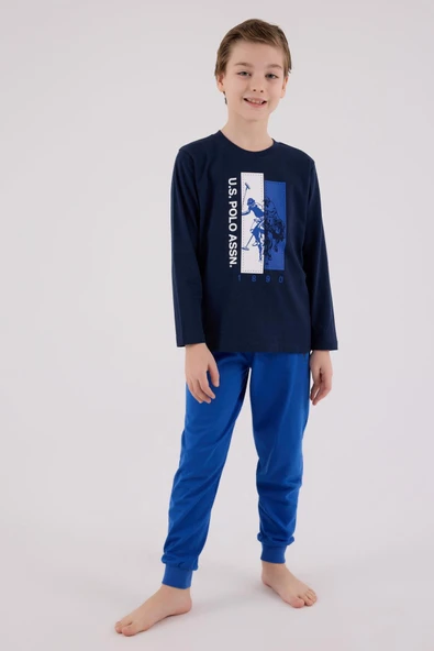 U.S. Polo Assn. Erkek Çocuk Uzun Kol Pijama Takım Lacivert - Resim 5
