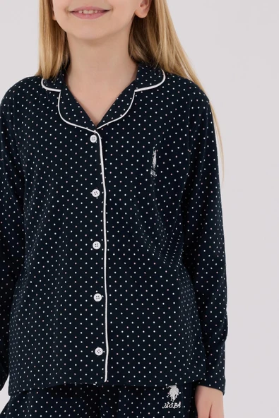 U.S. Polo Assn. Kız Çocuk Gömlek Pijama Lacivert - 5