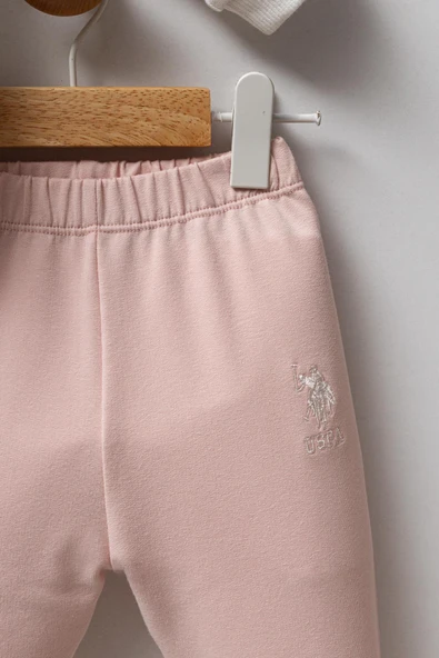 U.S. Polo Assn. Kız Bebek 2'li Takım Beyaz -Pudra - Resim 4