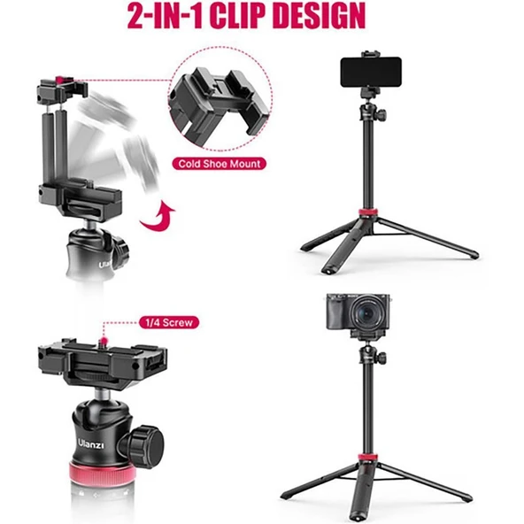 Ulanzi MT-44 Uzatılabilir Vlog Tripod Siyah - 5
