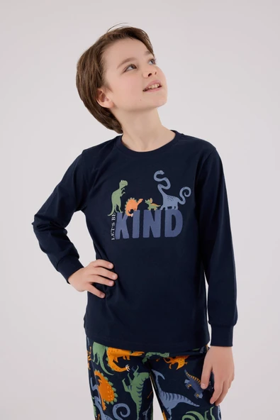 RolyPoly Erkek Çocuk Uzun Kol Pijama Takım Lacivert - Resim 2