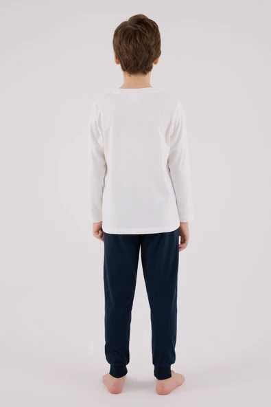U.S. Polo Assn. Erkek Çocuk Uzun Kol Pijama Takım Beyaz - Resim 4