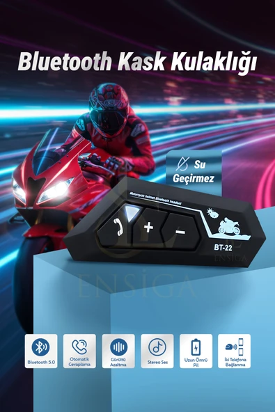Kask Kulaklık Bt22 Bluetooth Motosiklet Kulaklık 5.0 Bluetooth Intercom Motosiklet Kulaklık - 4