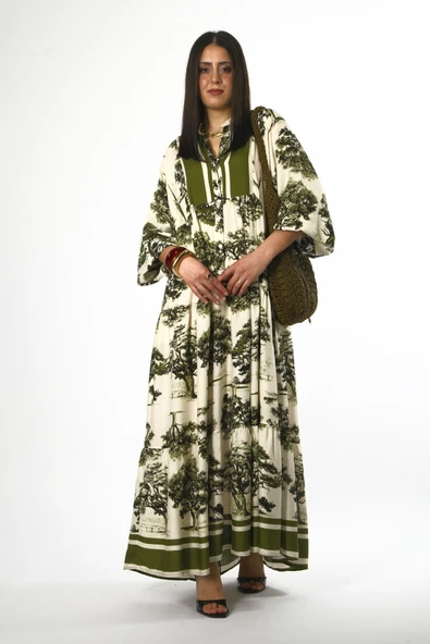 Abbra Kadın Katleya Model %100 Viskon Yazlık Elbise - 3