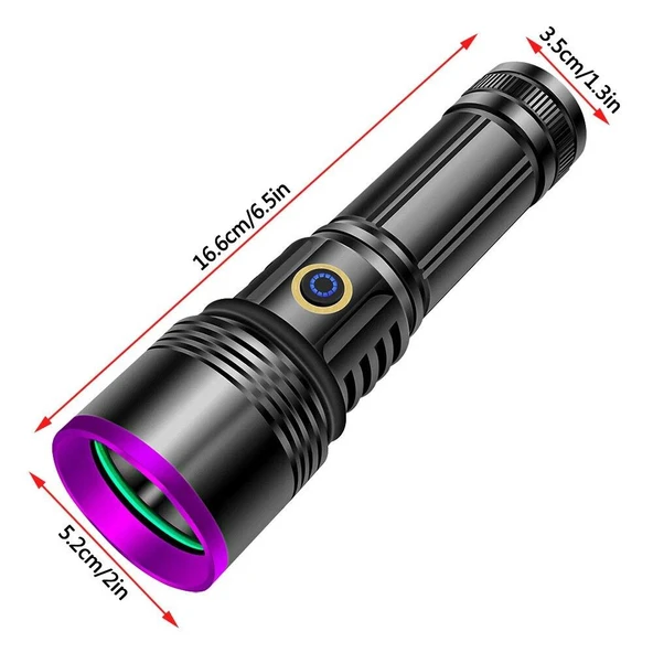 Valkyrie 365nm LED UV El Feneri 20W Güç | 3000mAh Şarjlı Alüminyum Gövde Profesyonel Kullanım - 8
