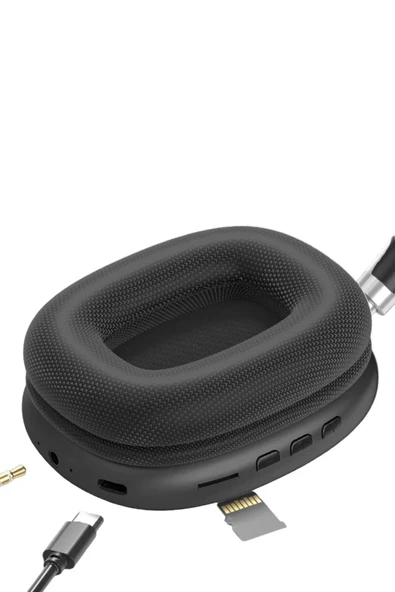 P9 Kablosuz Air Pro Max  Yeni Nesil 5.0 Mikrofonlu Bluetooth Kulaklık Siyah - 5