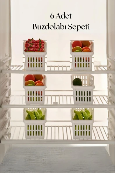 6’lı Buzdolabı Organizeri Düzenleyici Çok Amaçlı Dolap Düzenleyici Beyaz 12x30x14 cm ürün görseli 1