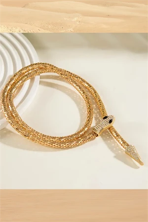 Taşlı Yılan Kolye – Punk & Hip-Hop Tarzı, Unisex Sokak Modası Takı - 4