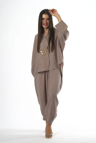 Abbra Kadın Modal Slouchy Gömlek Takım - 10