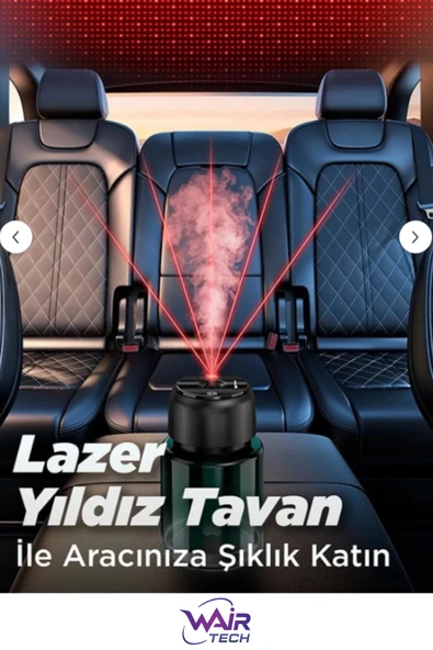 ŞARJLI ARAÇ İÇİ PARFÜM DİFÜZÖRÜ KOKULU HAVA NEMLENDİRİCİ HUMUDİFİER YILDIZ TAVAN LAZER - 2