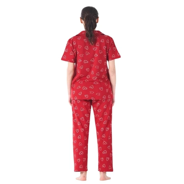 Estiva Kalpli Desen Önden Düğmeli Bayan Pijama Takım - 2
