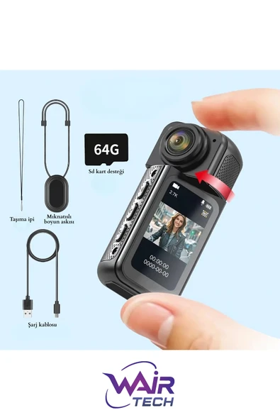 S70 Mıknatıslı Yaka Kamerası Hd Kalite, 30 Fps, Kolay Bağlantı, Boyun Askısı ürün görseli