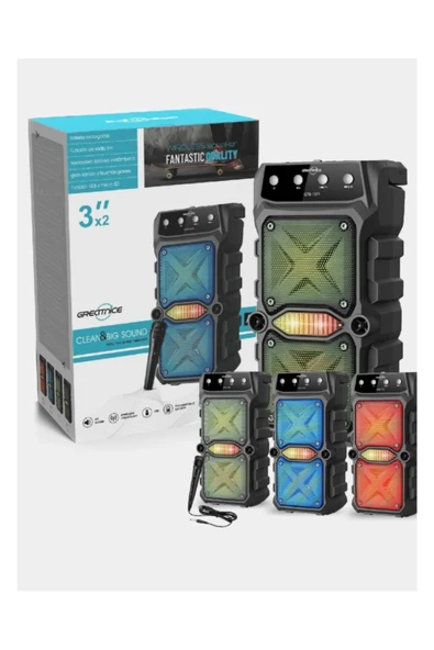 Outdoor Parti Hoparlörü Bluetooth Hoparlör 3 Inç × 2 Kablosuz Speaker Ses Bombası Radyo-usb-tf Giriş - Resim 3