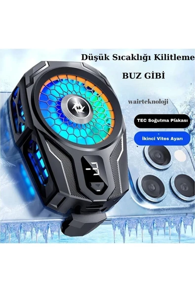 SL-16 PUBG Derece Göstergeli Radyatörlü Aliminyum Manyetik Hızlı Soğutma Özellikli Telefon Soğutucu - 3