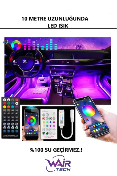 10 METRE AKILLI SESE VE GÖRÜNTÜYE DUYARLI ŞERİT LED ORTAM AMBİYANS AYDINLATMA LED IŞIK - 4