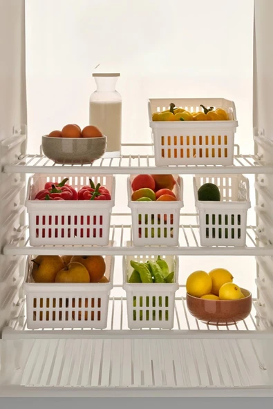 6’lı Buzdolabı Organizeri Düzenleyici Çok Amaçlı Dolap Düzenleyici Beyaz 12x30x14 cm - 2