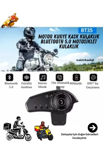 Bt35 Motorcu Kulaklık Intercom Motor Kurye Kask Kulaklık Bluetooth Motosiklet Kulaklık Bluetooth