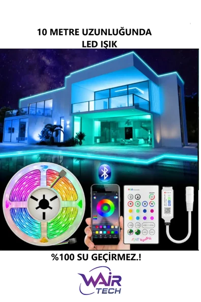 10 METRE AKILLI SESE VE GÖRÜNTÜYE DUYARLI ŞERİT LED ORTAM AMBİYANS AYDINLATMA LED IŞIK