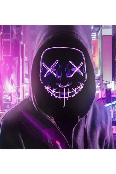 Hallowen Led Işıklı Neon Parti Maske 3 Modlu Parti Eğlence Maskesi Yılbaşı - 5
