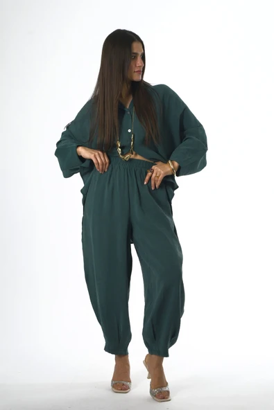 Abbra Kadın Modal Slouchy Gömlek Takım - 3