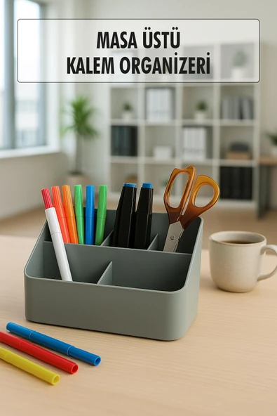 Masaüstü Kalem & Düzenleyici Kalemlik Gri - 1