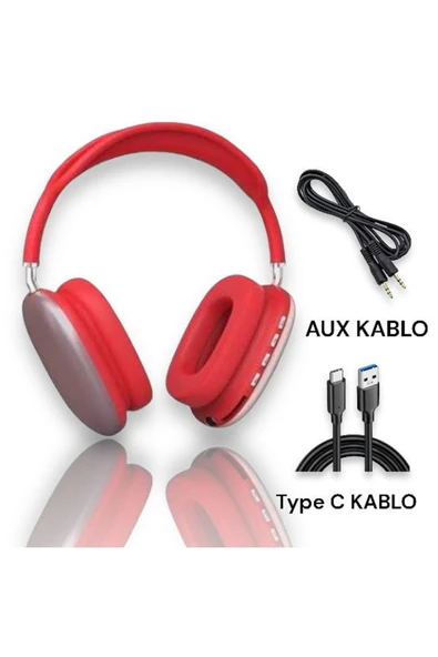 P9 Air Pro Max Kablosuz 5.0 Mikrofonlu Sd Kart Girişli Aux Kablolu Bluetooth Kulaklık - 2