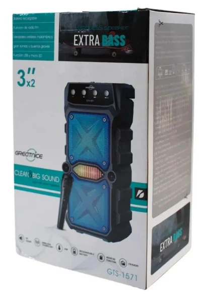 Outdoor Parti Hoparlörü Bluetooth Hoparlör 3 Inç × 2 Kablosuz Speaker Ses Bombası Radyo-usb-tf Giriş - Resim 7