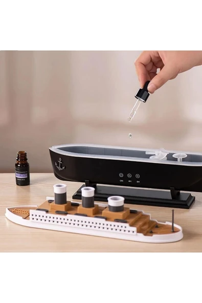 Titanik Buharlı Gemi Hava Nemlendirici | LED Işıklı Dekoratif Aromaterapi Makinesi - Resim 5
