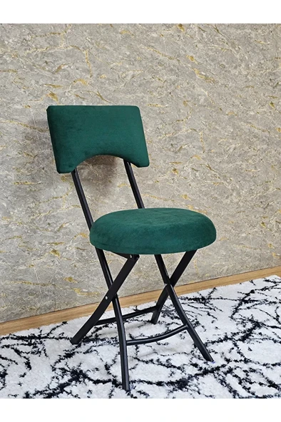 Siyah Boyalı Katlanır Tabure - Kamp Sandalyesi - Sandalye - Mutfak Taburesi - Tabure Yeşil Renk 36 x 80 Boyut/Ebat - Resim 2