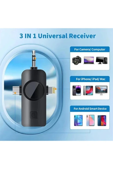 Kablosuz Yaka Mikrofonu Tip-C Android Kamera IPhone Stüdyo Mikrofonu için Ses Video Canlı Yayın Oyun - Resim 8