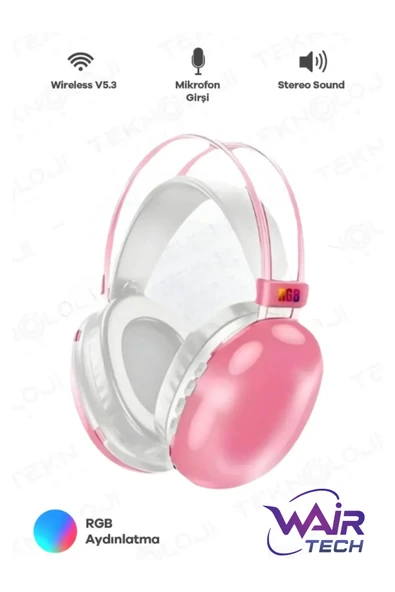 Kablosuz Oyuncu Kulaklığı 7.1 Full Rgb Işıklı Stereo Profesyonel Ses Kulaküstü Mikrofonlu Gaming