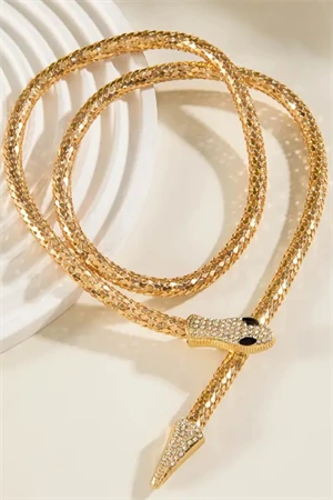 Taşlı Yılan Kolye – Punk & Hip-Hop Tarzı, Unisex Sokak Modası Takı - 2