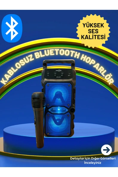 Yüksek Bass Bluetooth TF Kart USB AUX Mikrofon Girişi FM Radyo Taşınabilir RGB Led Hoparlör ürün görseli