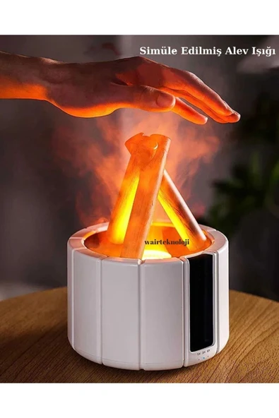 Alev Görüntülü Bonfire Oda Nemlendirici Şık Tasarım  Uzaktan Kumanda Kontrollü - 4