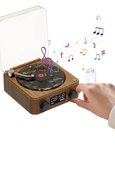 Retro Pikap Tasarımlı Bluetooth Hoparlör | Dijital Saatli & LED Işıklı & Gece Lambası - Resim 2