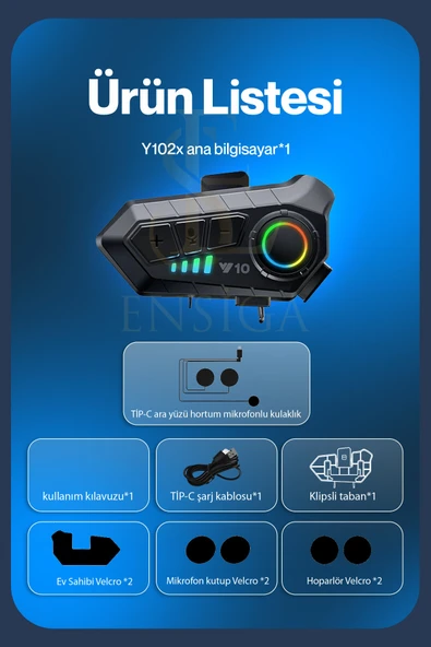 Su Geçirmez Y10 Motosiklet Kask Bluetooth 5.3 300m Intercom 2.000mah - 6