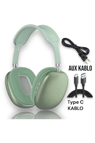 P9 Air Pro Max Kablosuz 5.0 Mikrofonlu Sd Kart Girişli Aux Kablolu Bluetooth Kulaklık - Resim 2