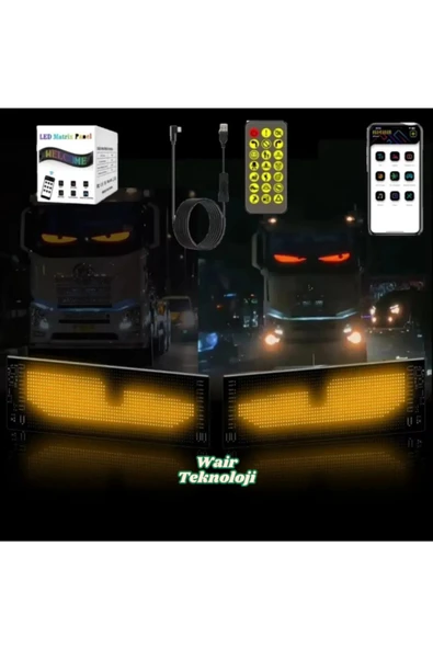 60 Cm RGB Led Panel Ekran Kumandalı App Kontrollü 16x96 Tır Kamyon Otobüs işYeri Cam Duvar Reflektör - Resim 4