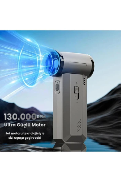 Violent Turbo Jet Fan 130000rpm Ultra Güçlü Motor Güçlü Vakum 4000mAh Bataryalı Üflemeli F72 - Resim 2