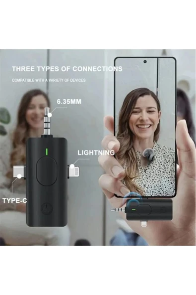 Kablosuz Yaka Mikrofonu Tip-C Android Kamera IPhone Stüdyo Mikrofonu için Ses Video Canlı Yayın Oyun - Resim 2