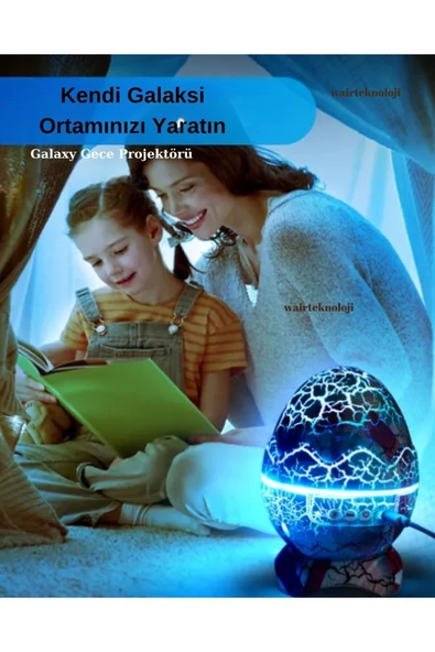 Dinozor Yumurtası Gece Masa Lambası Bluetooth Hoparlör Led Lamba Galaxy Projektör Led Işık - 5