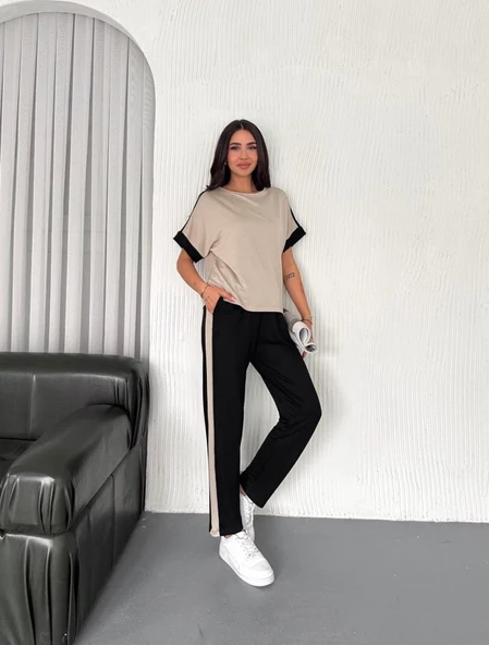 Kadın Modal Dokulu Kumaş Yanı şeritli Takım ürün görseli