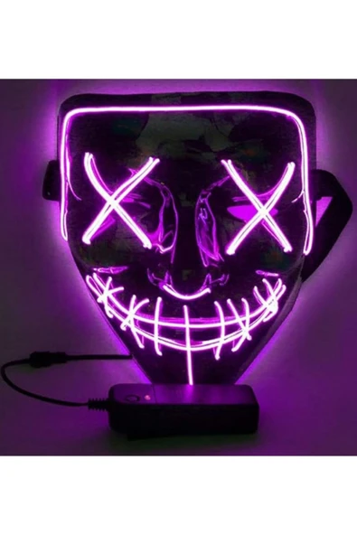 Hallowen Led Işıklı Neon Parti Maske 3 Modlu Parti Eğlence Maskesi Yılbaşı - 4