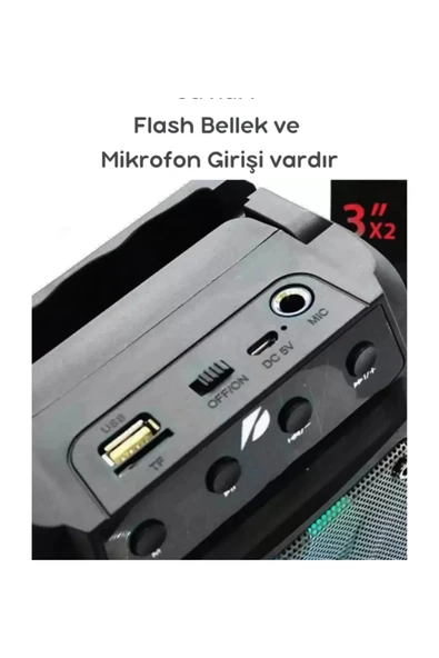 Outdoor Parti Hoparlörü Bluetooth Hoparlör 3 Inç × 2 Kablosuz Speaker Ses Bombası Radyo-usb-tf Giriş - Resim 6
