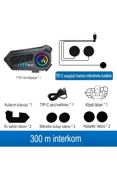 Su Geçirmez Y10 Motosiklet Kask Bluetooth 5.3 300m Intercom 2.000mah - 7