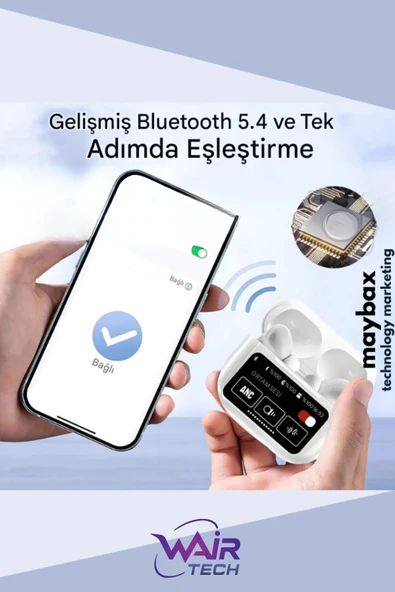 3.nesil Pro Dokunmatik Ekranlı Anc&enc Bluetooth 5.4 Kulakiçi Silikonlu Kulaklık Ios AndroId Uyumlu - Resim 6