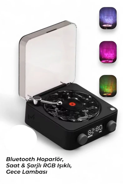 Retro Pikap Tasarımlı Bluetooth Hoparlör | Dijital Saatli & LED Işıklı & Gece Lambası ürün görseli