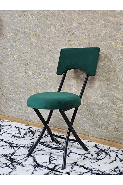 Siyah Boyalı Katlanır Tabure - Kamp Sandalyesi - Sandalye - Mutfak Taburesi - Tabure Yeşil Renk 36 x 80 Boyut/Ebat - Resim 3
