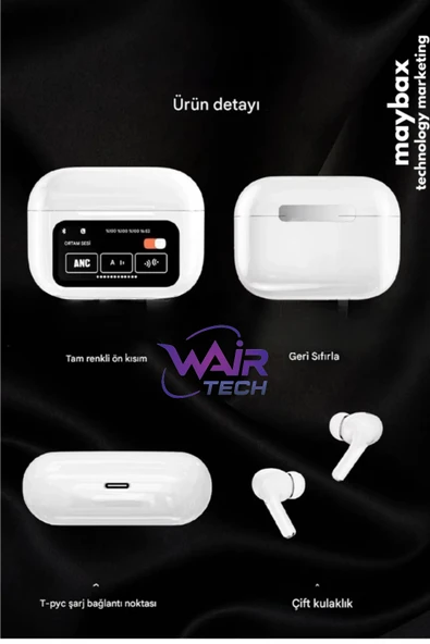 3.nesil Pro Dokunmatik Ekranlı Anc&enc Bluetooth 5.4 Kulakiçi Silikonlu Kulaklık Ios Android Uyumlu - Resim 5